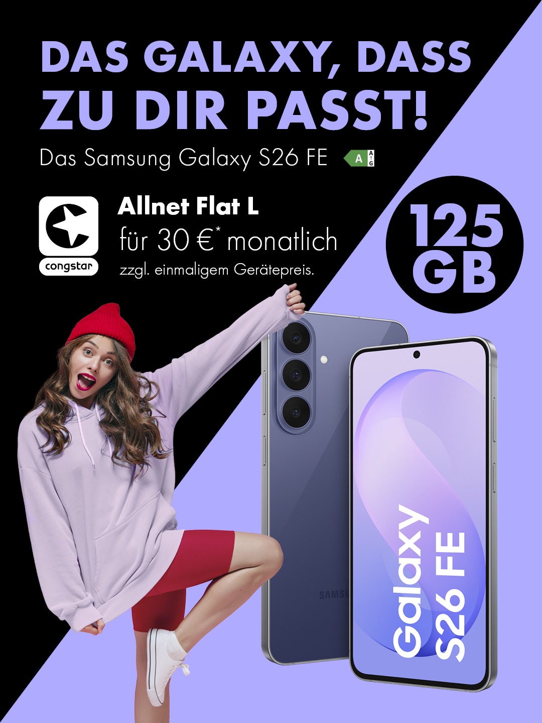 congstar Allnet Flat L mit 125 GB Datenvolumen und dem Samsung Galaxy S26 FE
