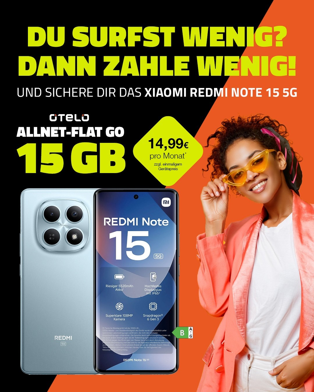 otelo Allnet Flat Go mit Xiaomi Redmi Note 15